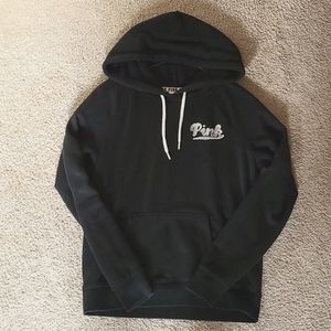 Pink everyday lounge cotton black hoodie
